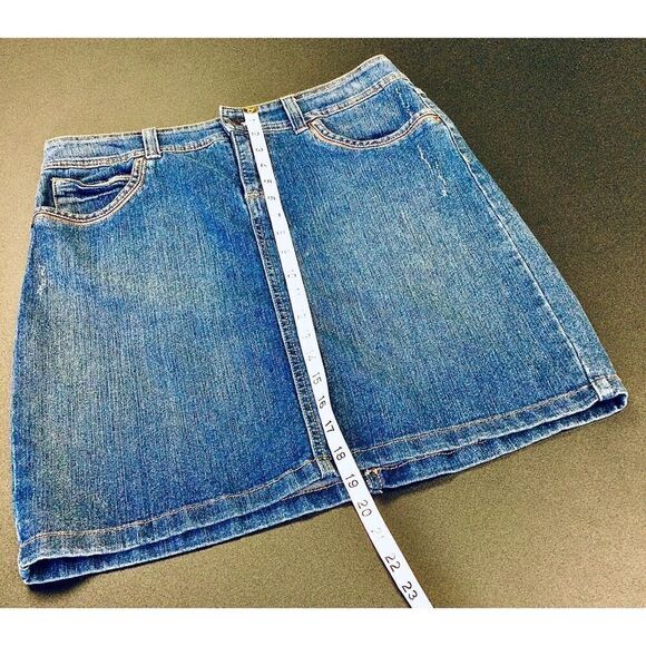 Vintage Relativity Womens Size 6 Denim Jean Mini Skirt Blue Medium Wash Pockets - Picture 6 of 9